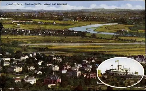 Ak Niederlössnitz Niederlößnitz Radebeul Sachsen, Fernblick vom Berggasthaus Friedensburg