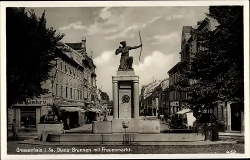 Ak Großenhain in Sachsen, Frauenmarkt, Diana Brunnen