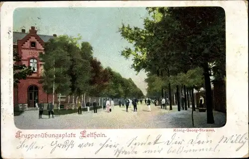 Ak Zeithain in Sachsen, Truppenübungsplatz, König-Georg-Straße, Gebäude aus dem Jahr 1900