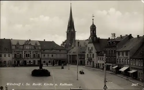 Ak Wilsdruff in Sachsen, Markt, Kirche, Rathaus