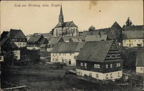 Ak Altenberg im Osterzgebirge, Blick auf den Ort, Kirche