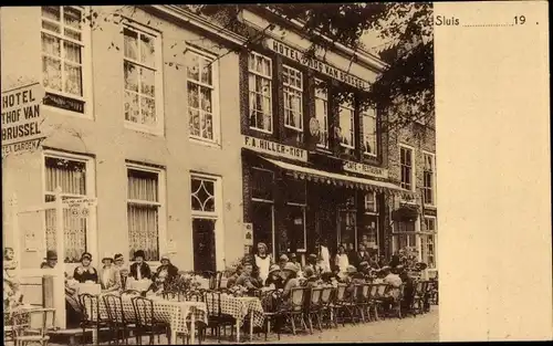 Ak Sluis Zeeland Niederlande, Hiller's Hotel 't Hof van Brussel, Kade 8