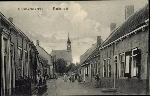 Ak Hoedekenskerke Zeeland, Kerkstraat, Anwohner