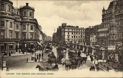Ak London City England, The Strand and Charing Cross