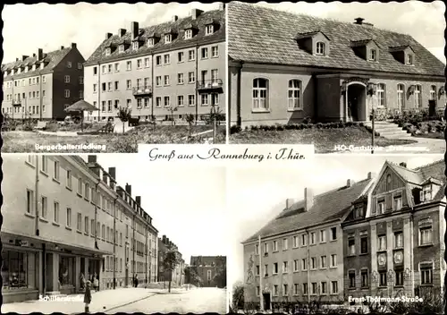 Ak Ronneburg Thüringen, Bergarbeitersiedlung, HOG, Schillerstraße, Ernst-Thälmann-Straße