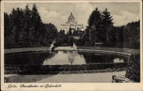 Ak Görlitz in der Lausitz, Planschbecken mit Ruhmeshalle