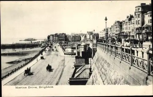 Ak Brighton East Sussex England, Marine Drive