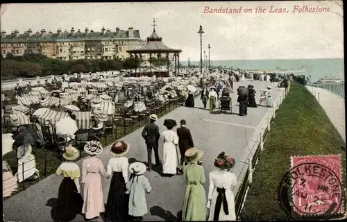 Ak Folkestone Kent England, Bandstand on the Leas