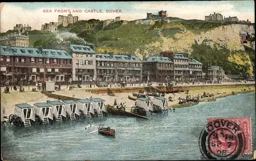 Ak Dover Kent England, Sea Front and Castle