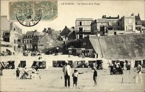 Ak Le Portel Pas de Calais, Le Centre de la Plage