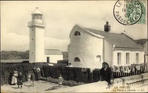 Ak Le Portel Pas de Calais, Le Phare d'Alprech