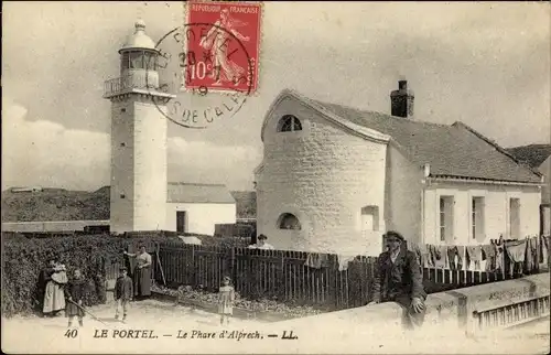 Ak Le Portel Pas de Calais, Le Phare d'Alprech