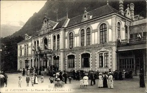 Ak Cauterets Hautes Pyrénées, Place des Oeufs und das Casino