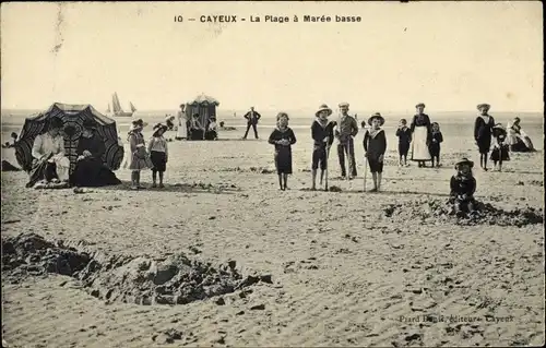 Ak Cayeux Somme, Der Strand bei Ebbe