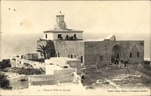 Ak Israel, Phare und Villa du Carmel