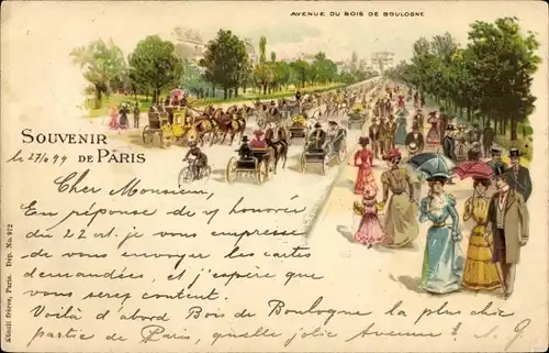 Litho Paris XVI Passy, Avenue du Bois de Boulogne