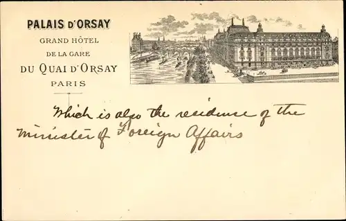 Litho Paris VII, Quai d&#39;Orsay, Grand Hotel de la Gare, Palais d&#39;Orsay