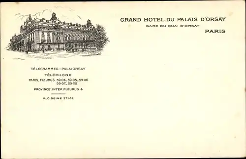 Litho Paris VII, Gare du Quai d&#39;Orsay, Grand Hotel du Palais d&#39;Orsay