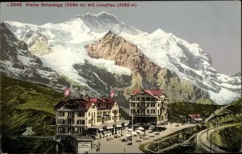 Ak Kanton Bern, Berner Oberland, Kleine Scheidegg mit Jungfrau