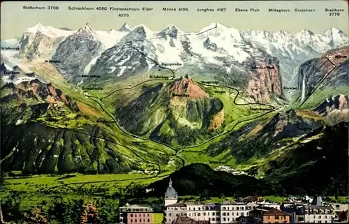 Ak Interlaken Kanton Bern Schweiz, Berneroberland, Bergketten