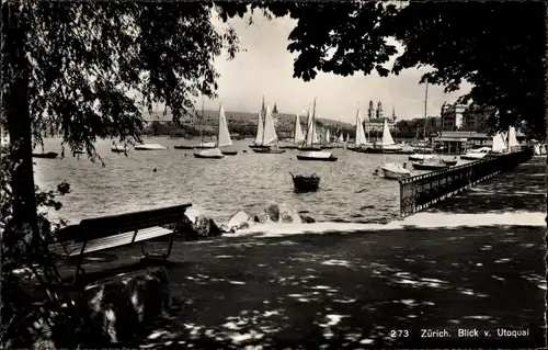 Ak Zürich Stadt Schweiz, Blick vom Utoquai