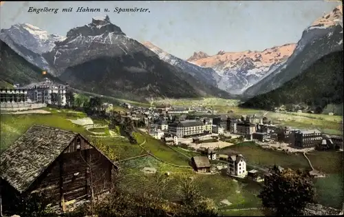 Ak Engelberg Kanton Obwalden Schweiz, Ansicht mit Hahnen und Spannörter