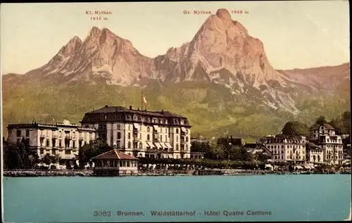 Ak Brunnen Kt Schwyz, Waldstätterhof, Hotel Quatre Cantons