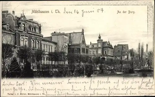 Ak Mühlhausen in Thüringen, An der Burg, Denkmal