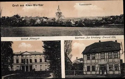 Ak Kleinwerther Werther in Thüringen, Gasthaus Zur Erholung, Schloss Rittergut, Totalansicht