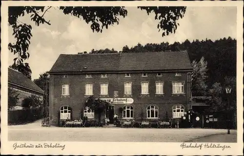 Ak Heldrungen in Thüringen, Gasthaus zur Erholung am Bahnhof