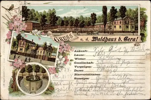 Litho Gera in Thüringen, Gasthaus Waldhaus