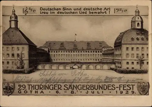 Ak Gotha in Thüringen, Schloss Friedenstein, 29. Thüringer Sängerbundesfest 1929