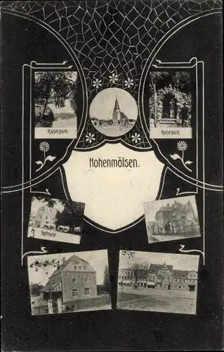 Ak Hohenmölsen im Burgenlandkreis, Kaiserpark, Topfmarkt, Vereinshaus, Stadtansichten