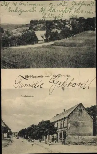 Ak Siebigerode Mansfeld im Harzvorland, Blick vom Steinbruch aus, Dorfstraße