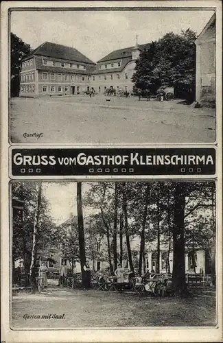 Ak Kleinschirma Oberschöna in Sachsen, Gasthof, Gartenpartie