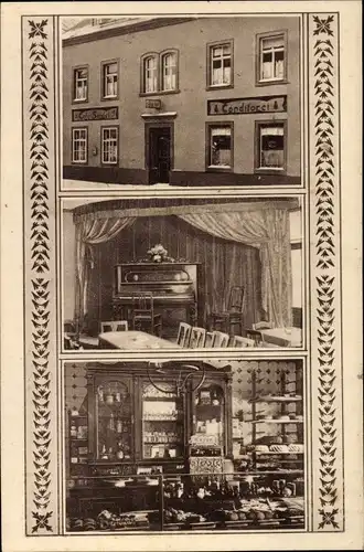 Ak Geyer im Erzgebirge Sachsen, Konditorei und Cafe, Marienstraße, Innenansicht, Klavier