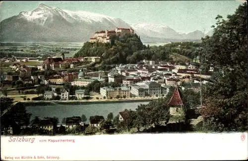 Ak Salzburg in Österreich, Blick vom Kapuzinerberg