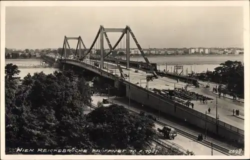 Ak Wien 2 Leopoldstadt, Reichsbrücke, Eröffnung am 10. Oktober 1937