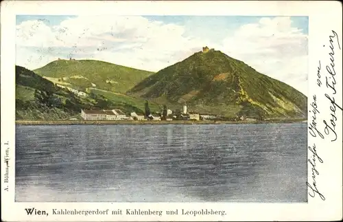 Ak Wien 19 Döbling Österreich, Kahlenbergerdorf mit Kahlenberg, Leopoldsberg