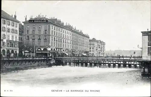 Ak Genève Genf Stadt, Le Barrage du Rhône, Wehranlagen, A la Degringolade