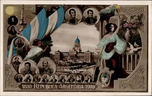 Ak Buenos Aires Argentinien, Palacio del Congreso, Republica Argentina 1810-1910