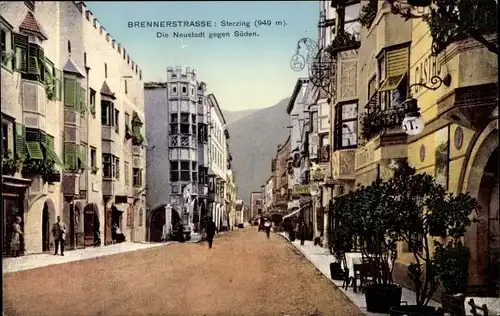 Ak Sterzing Vipiteno Südtirol, Brennerstraße, Neustadt gegen Süden