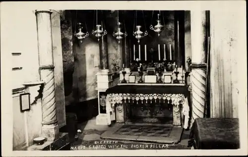 Foto Ak Nazaret Nazareth Israel, Mariengrotte mit der zerbrochenen Säule