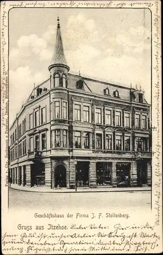 Ak Itzehoe in Holstein, Geschäftshaus der Firma J. F. Stoltenberg