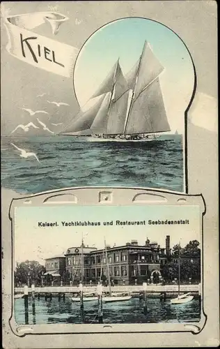 Ak Kiel in Schleswig Holstein, Kaiserliches Yachtklubhaus und Restaurant Seebadeanstalt