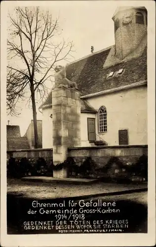 Foto Ak Groß Karben in Hessen, Gefallenendenkmal 1914 / 1918