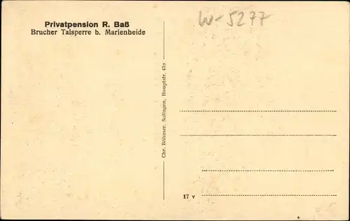 Ak Marienheide Oberbergischer Kreis, Pension Aussicht zur Spree, Brucher Talsperre