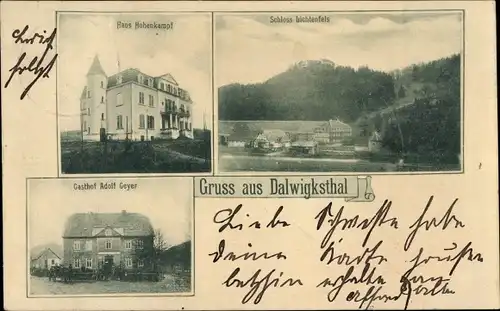 Ak Dalwigksthal Lichtenfels Hessen, Haus Hohenkampf, Schloss Lichtenfels, Gasthof