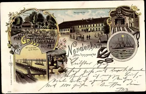 Litho Nordenham in Oldenburg Niedersachsen, Hotel Friesischer Hof