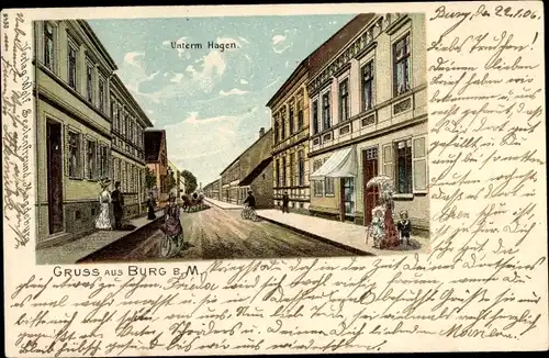 Litho Burg bei Magdeburg, Unterm Hagen